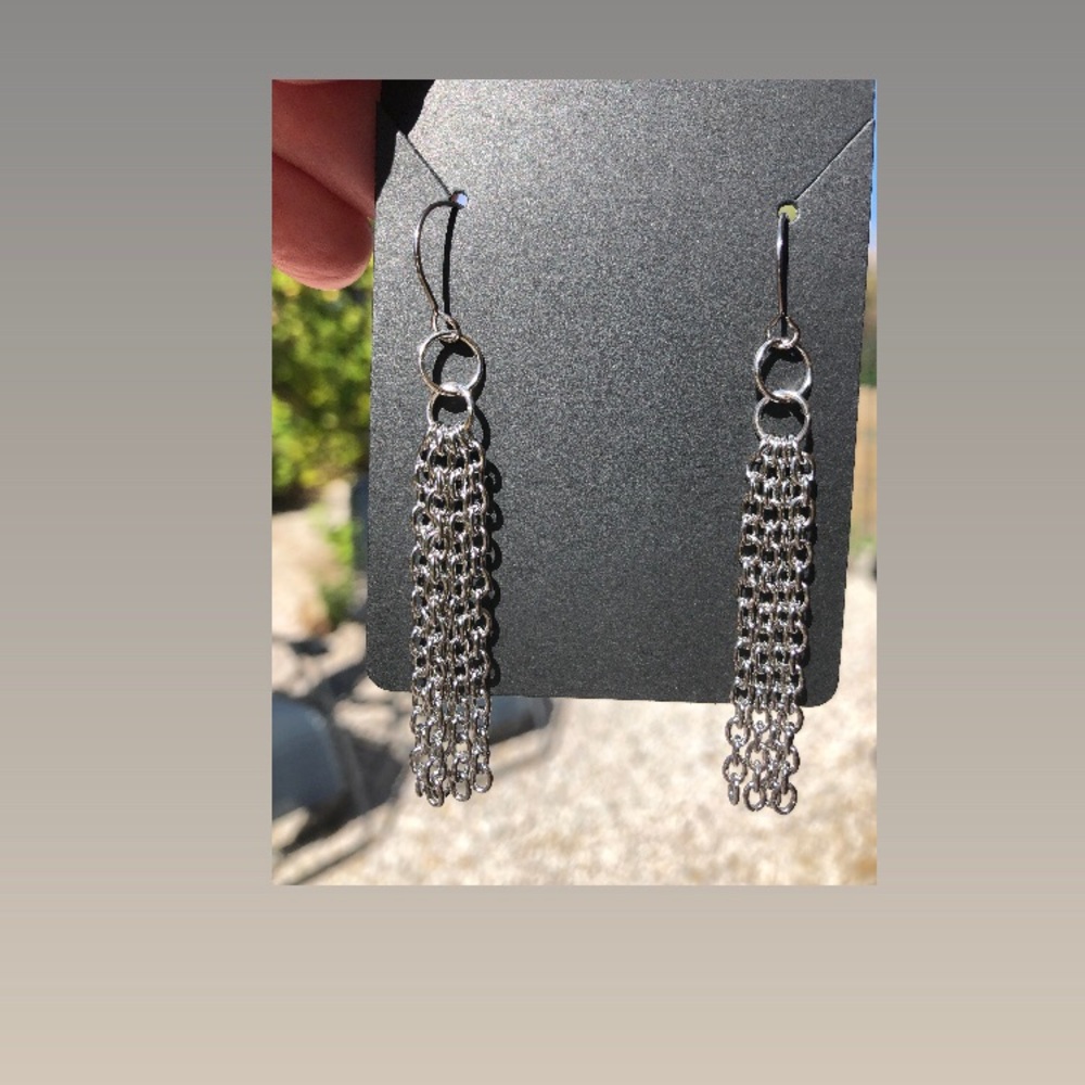 Elegant Silver stainless steel Chain Dangle Earrings